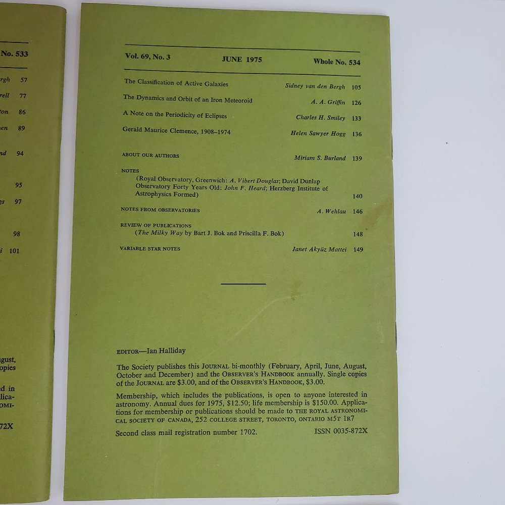 Vintage Journals of the Royal Astronomical Society of Canada Volume Set 69 1975 - Picture 6 of 11